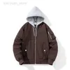 Men's Jackets Hooded Bomber Jackets for Men Vintage Oversize Baseball Jacket With Knit Hat Pilot Windbreaker MA1 Coat MA-1 Streetwear Spring HKD230710