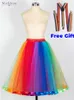 Faldas MisShow mujeres Arco Iris tutú Falda corta 5 capas suave tul Pettiskirt niñas Navidad Halloween Cosplay disfraces malla 230710