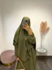 긴 히잡 khimar jilbab 세트 무슬림 여성 드레스기도 의류 라마단 아이드 니카 두바이 이슬람 부르카