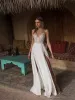 A-line Sexy Berta High Side Split Wedding V Neck Lace Appliques Beaded Vestios De Novia Backless Bridal Dress Gowns Custom estios