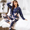 Vêtements de nuit pour femmes Lovers Print Dot Pyjamas Set Couples Satin Pijamas MenWomen Causal Pyjamas Nightwear Plus Size 3XL 4XL Home Longewear