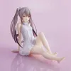 Figuras de brinquedo de ação 11cm anime figura pouco molho figura sexy pijama branco sentado menina modelo desktop coleção