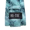 Bow Ties Hi-Tie Designer Lake Blue Paisley İpek Düğün Kravat Erkekler İçin Shandky Cufflink Hediye Kravat Moda İş Partisi Dropshiping