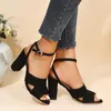 Sandals Plus Size 35-42 Women's High Heels Cross-tied Gladiator Sandal Ankle Strap Dress Shoes Peep Toe Sandalias Mujer 1196N