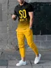 Tute da uomo Pantaloni da uomo Tuta Set da 2 pezzi Stampato in 3D Jogger estivo Abbigliamento sportivo Maglietta a maniche corte Pantaloni lunghi Abbigliamento da strada casual 230710