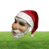 Weihnachten Weihnachtsmann Latexmaske Simulation Vollgesichtskopfbedeckung mit roter Kappe für Weihnachten3124380