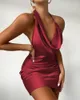 Casual Jurken Sexy Jurk Party Halter Vestidos Zijde Vrouwen Mouwloze A-lijn Spaghetti Band Zomer Club Boven Knie Mini