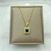 Pendant Necklaces Gold Color Green Square Zircon Pendants Necklace Stainless Steel For Women Fashion Jewerly In