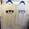 남성 tshirts t 셔츠 심장 수건 자수 면화면 대형 남성 여성 흰색 짧은 소매 230707