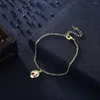 Ссылка браслетов моды женщины подвесной браслет изящный овальный капля красочная цирконы золотой цвет бронзовой цепь лобстер в хлопьях ювелирные изделия