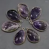 Подвесные ожерелья хорошего качества натуральный камень Amazon/Amethyst Gold Color Pendants 20x30 мм 8 шт.