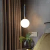 Kroonluchters FKL Moderne Nordic Ronde Kleine Kroonluchter Marmer Wit Licht Luxe Slaapkamer Nachtkastje Lange Lijn Bar Eetkamer Lamp