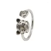 Cluster Rings 2023 Lucky Zodiac Tiger Ring para mulheres joias da moda prata esterlina 925 senhora nupcial acessórios de casamento ajustáveis