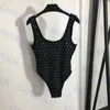 Womens Black Swimwear Rhinestone Letter Bikini Sling One Piece Swimsuit Fashion Lace Up Swim Wear Two Styles