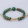 Charm Armbanden Handgemaakte Natuursteen Warp Armband Groene Tijgeroog Kralen String Gevlochten DIY Yoga Bangle Vrouwen Mannen Sieraden