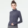 lu Damen Yoga-Jacke mit langen Ärmeln, einfarbig, Reißverschluss hinten, Turnhallenjacken, formend, Taille, eng, Fitness, Jogger-Outfit, Sportbekleidung für Damen ll1282