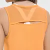 LU LU LEMONS T-shirt Women Sleeveless Short Sexy Tank Tops Back Hollow Blouse Quick-drying Sweatshirt Running Vest Breathable Sports Smock Leisure Yoga