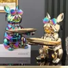 Decorative Objects Figurines Cool French Bulldog Sculpture Statue Key Jewelry Storage Table Decoration Coin Bank Dog Figurine Home Decor Accessories Gift T230710