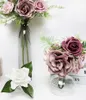 Decoratieve bloemen Kunstmatige combo Delicate Shabby Dusty Rose gemengd met stengel voor doe-het-zelf bruidsboeketten Centerpieces Babyshower