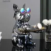 Decorative Objects Figurines Cool French Bulldog Sculpture Statue Key Jewelry Storage Table Decoration Coin Bank Dog Figurine Home Decor Accessories Gift T230710