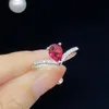 Lady Sweet bague de mariage goutte d'eau cristal rouge zircon diamant bague en or blanc petite amie couronne bague bijoux de fête cadeau d'anniversaire réglable