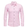 Men's Dress Shirts Anti-Wrinkle No-Ironing Slim Elasticity Fit Male Dress Casual Long Sleeved Shirts White Black Pink Gray Men Social Formal Shirt 230710