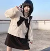 Damstickad kofta Dam Harajuku lösa tröjor Student Preppy Sweet Girl Söt stickat Allmatch Mjuka baskappor