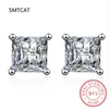 Księżniczka Cut 2CT Diamond Test Minął Moissanite Rhodium Plated 925 Srebrny D Color Dolorki Morsanite Jewelry Para Gift L230620