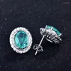 Halsband Örhängen Set Delikat Vintage Oval Smycken Med Paraiba Tourmaline Sten Ringar För Kvinnor Bröllopsdagspresent