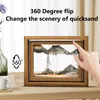 Decoratieve objecten Figurines Roteerbaar bewegende zandkunst Home Decor 3D Sandscape Quicksand Painting Handglijm houten frame vloeiende valentijnsdag geschenken 230710