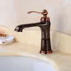 Bathroom Sink Faucets European Style Black Retro And Cold Mixed Water Basin Faucet Copper Alloy Antique Topaz Wash Bathtub