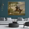 Högkvalitativ Canvaskonstreproduktion av George Stubbs Baron De Robeck Rider på en Bay Hunter Häst Landskapsmålning Handmålad