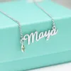 Pendant Necklaces Name Letter Necklace 316 Stainless Steel Jewelry Custom Woman Gift Birthstone English