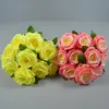 Gorąca sprzedaż 10 głów Melaleuca roses bukiet jedwabny sztuczny bukiety róża kwiat ślub świąteczny dekoracja walentynkowa prezent ślubny różowy