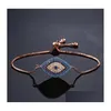 Charm Bransoletki Moda Turecki Złoty Sier Bransoletka Evil Eye Pave Cz Niebieskie Oczy Łańcuch Bransoletki Regulowane Kobiety Dziewczyny Party Biżuteria Dro Dh8Lz