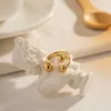 Klusterringar Överdriven boll öppen ring för kvinnor kreativ design tre damer i rostfritt stål smycken present Anillos Mujer