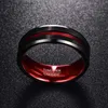 Eheringe NUNCAD Neuer, heißer Verkauf, 8 mm schwarzer und roter Wolframcarbid-Ring für Herren mit mattem Finish und abgeschrägter Kante, Größen 7 bis 16, AAA, hochwertiger Schmuck Z230712