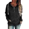 Frauen Hoodies Herbst Casual Warme Jacke Winter Einfarbig 1/4 Zip Up Flauschigen Frauen Harajuku Mit Kapuze Sweatshirt Mantel