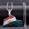 Collane con ciondolo Collana con mappa della regione del Kurdistan per donna Uomo Catene con pendenti con bandiera in acciaio inossidabile Collare con gioielli N6212S01