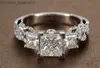 Fedi nuziali Vintage Princess Cutting Lab Diamond Ring 925 Sterling Silver Fidanzamento Fedi nuziali Sposa femminile Squisiti gioielli per feste Z230712