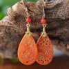 Dangle Earrings 925 Silver Natural Red Emerald Jade Circular Hollow Beads Original DIY By Hand Accessories Women Luck Gifts Jewelry