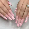 False Nails 24 PCS 가짜 긴 관호 스틱에 가면 무광택 엑스트라 접착제 아크릴