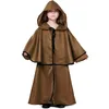 Kappa unisex barn långärmad huva Halloween-kappa Häxkonstdräkt Cape Carnival Party Cosplay Ytterkläder Medeltida kostym#g3