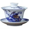 ワイングラス Gongfu ティーセット セラミック San Cai Gai Wan 中国手作りカップ Gaiwan Tureen 手描きボウル 230710