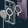 الحالات المغناطيسية الشفافة الفاخرة لحالة الشحن اللاسلكية Magsafe لـ iPhone 15 14 14Pro 14Plus 13 12 11 Pro Max 13Pro 13Promax 15Pro Clear Soft Silicone