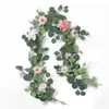 Decorative Flowers 2m Artificial Silk Eucalyptus Garland With Fake Sunset Dahlia Vines For Wedding Party Home Table Arch Decor