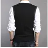 Men's Vests 2023 Autumn Winter Men Uniform Vest Fashion V Neck British Student Sleeveless Waistcoat Tops Business Sweaters C35