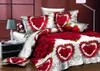 Ensembles de literie 3D Rose Rouge Ensemble Fleur De Lin Double Drap De Lit Roi Couette Housse De Couette Draps Taie D'oreiller 4pcs ensemble Home Textile Beauté 230710