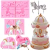 Baking Moulds Carousel Horse Silicone Fondant Molds Chocolate Lollipop Candy Resin Mould Baby Birthday Cake Decorating DIY Accessories