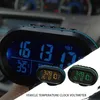 New 3 IN 1 Multi-function Car Temperature Clock Voltmeter Car Thermometer Electronic Clock Car Night Light Clock Supplies Green Blue